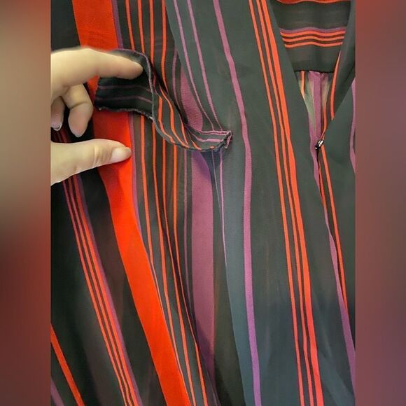 Bisou Bisou, Sheer, Red & Purple, Long Sleeve Blouse, So Cute, Size XS - Picture 4 of 8